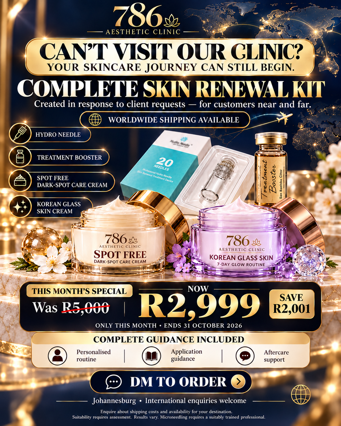 Complete skin kit for international customers, worldwide shipping enquiries, October special.